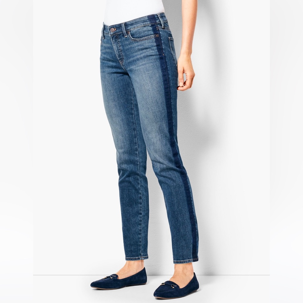 Talbots Slim Ankle Jeans Shadow Side Stripe In Blue Size 4